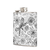 Flasques Dragonfly et doodle de fleurs (Gauche)