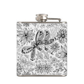 Flasques Dragonfly et doodle de fleurs (Dos)
