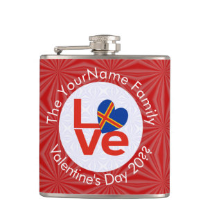 Flasques Drapeau Åland Islands Red Letter LOVE Personnalisé