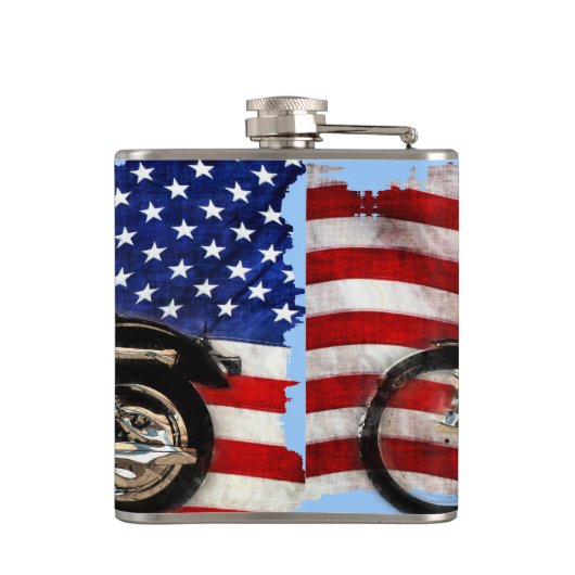Flasques Drapeau américain et conception de moto (Dos)