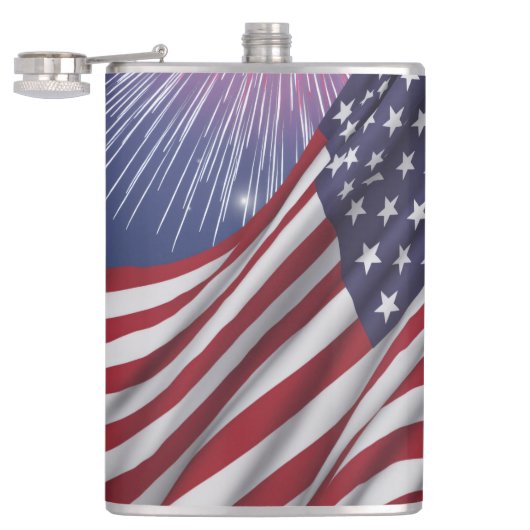 Flasques Drapeau américain et feux d'artifice (Ouvert)