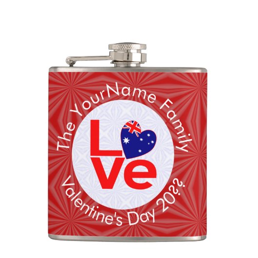 Flasques Drapeau Australien Rouge Lettres LOVE Drapeau Pers (Devant)