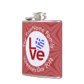 Flasques Drapeau d'amour rouge grec personnalisé (Gauche)