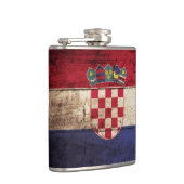 Flasques Drapeau de la Croatie sur le vieux grain en bois (Droite)