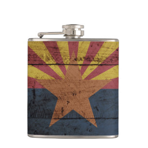 Flasques Drapeau d'état de l'Arizona sur le vieux grain en