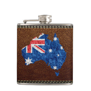 Flasques Drapeau et carte de l'Australie