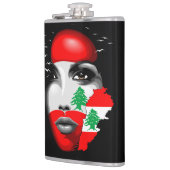 Flasques Drapeau et carte du Liban sur le visage de la fill (Gauche)