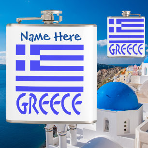 Flasques Drapeau grec Grèce Bleu Personnalisation