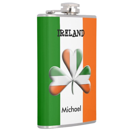 Flasques Drapeau irlandais Tri couleurs Shamrock à thème (Droite)