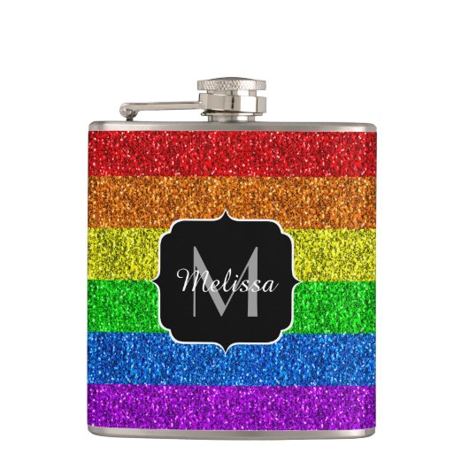 Flasques Drapeau LGBT vibrante parties scintillant arc-en-c (Devant)