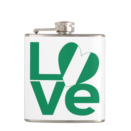 Flasques Drapeau nigérian en forme de cœur LOVE vert (Devant)