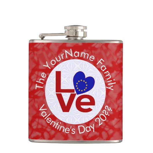 Flasques Drapeau Red LOVE de l'Union européenne Personnalis (Devant)