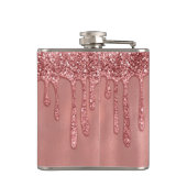 Flasques Dripping in Rose Gold Glitter Pretty Pink Drips (Dos)