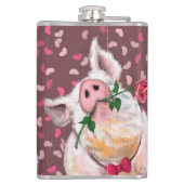 Flasques Drôle Flask Gentleman Pig avec Rose (Dos)