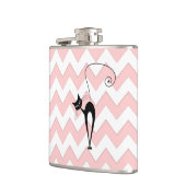 Flasques Drôle whimsical noir chat chevron rose pâle (Gauche)