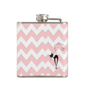 Flasques Drôle whimsical noir chat chevron rose pâle (Dos)