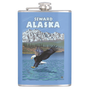 Flasques Eagle chauve plongeant - Seward, Alaska