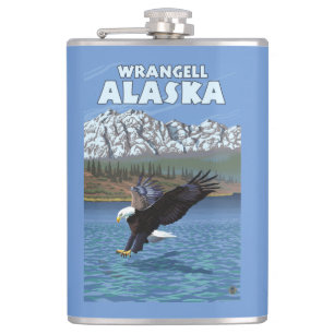 Flasques Eagle chauve plongeant - Wrangell, Alaska