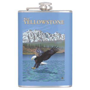 Flasques Eagle chauve plongeant - Yellowstone occidental,