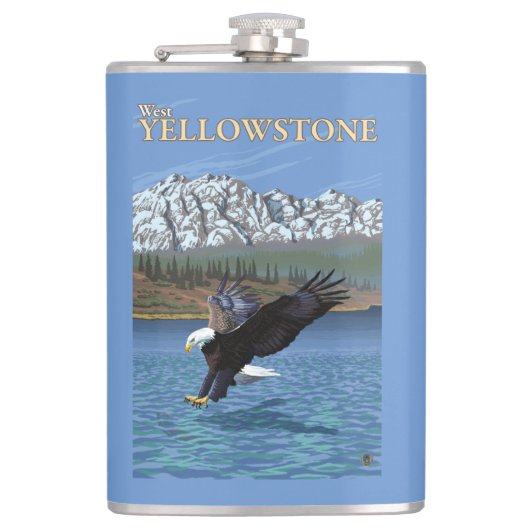 Flasques Eagle chauve plongeant - Yellowstone occidental, (Devant)