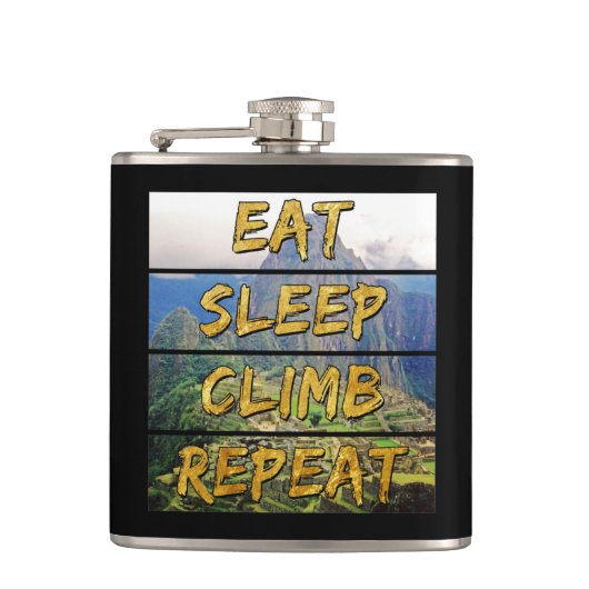 Flasques Eat Sleep Climat Repeat - Machu Picchu, Pérou (Devant)