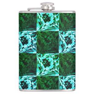 Flasques Échecs ou cyan vert et bleu ciel, avec rectangle