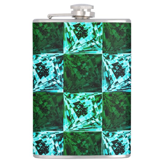 Flasques Échecs ou cyan vert et bleu ciel, avec rectangle (Devant)