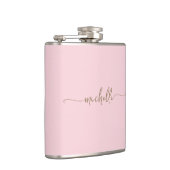 Flasques Écriture de nom de monogramme doré élégant rose po (Droite)