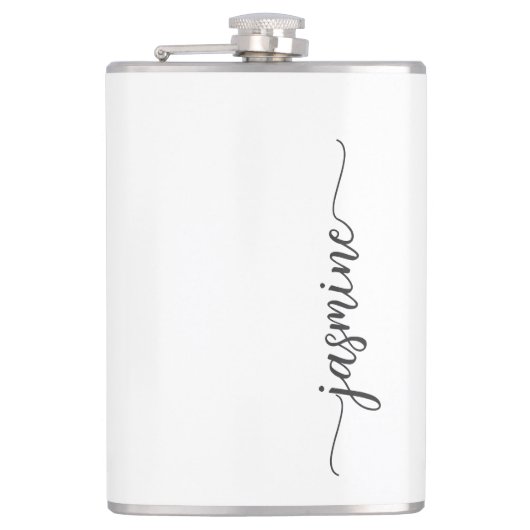 Flasques Écriture de nom en monogramme blanc girly minimali (Devant)