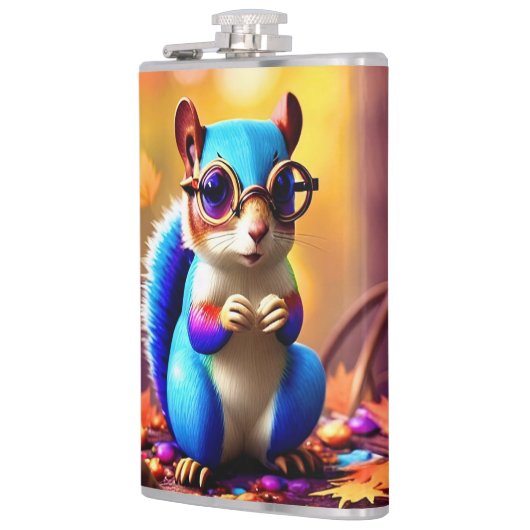 Flasques Écureuil bleu mignon avec lunettes (Gauche)