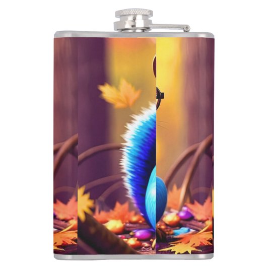 Flasques Écureuil bleu mignon avec lunettes (Dos)