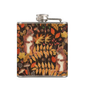 Flasques Écureuils automnaux et flore sur brun foncé (Dos)