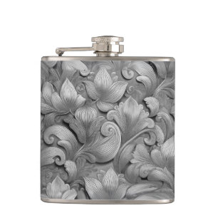Flasques Élégance en fleur d'argent Imprimer (AI+Humain)
