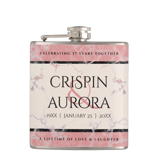 Flasques Élégant 37e anniversaire du Mariage Alabaster (Devant)