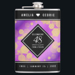 Flasques Élégant 48e anniversaire de Mariage d'Améthyste<br><div class="desc">Célébrez le 48e anniversaire du mariage améthyste avec cette élégante fiole de hanche ! Le lettrage blanc élégant avec des confettis hexagonaux sur un arrière - plan mauve améthyste ajoute une touche mémorable pour cette occasion spéciale et une étape extraordinaire. Personnalisez avec les noms et les dates du mariage du...</div>