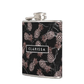 Flasques élégant ananas rose or en marbre noir moderne (Gauche)