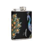 Flasques Élégant aquarelle Peacock Monogramme (Droite)