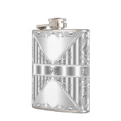 Flasques Elégant Argent Floral apparence métallique Monogra (Gauche)