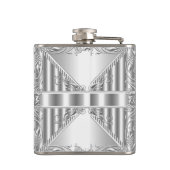 Flasques Elégant Argent Floral apparence métallique Monogra (Dos)