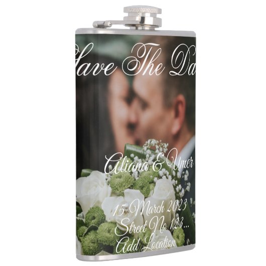 Flasques Élégant baiser vert enregistrer la date (Droite)