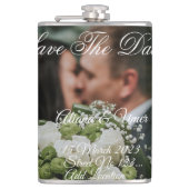 Flasques Élégant baiser vert enregistrer la date (Devant)