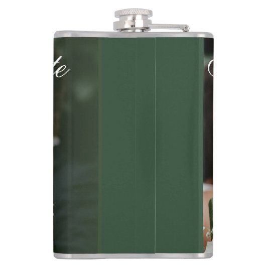 Flasques Élégant baiser vert enregistrer la date (Dos)