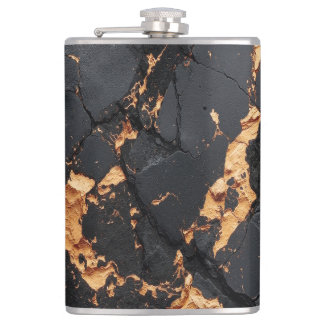 Flasques Elegant Black Marble with Gold Veins Modern Art