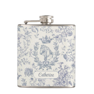 Flasques Elégant bleu beige équestre fleuri Nom