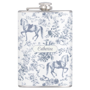 Flasques Elégant bleu beige équestre fleuri Nom