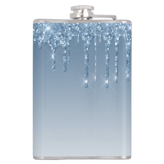 Flasques Élégant Bleu Déchets Parties scintillant Monogramm (Dos)