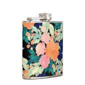 Flasques Elégant bleu rose orange Fleurs noir floral (Droite)