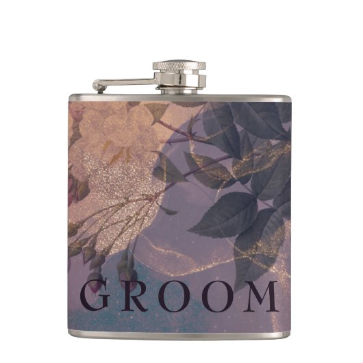 Flasques Élégant Boho clair violet Rose Gold Groomsmen (Devant)
