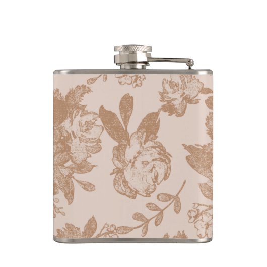 Flasques Élégant botanique | Floral or rose pâle rose (Dos)