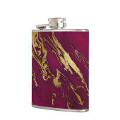 Flasques Elégant Burgundy Rouge Or Faux Foil Marbre Texture (Gauche)